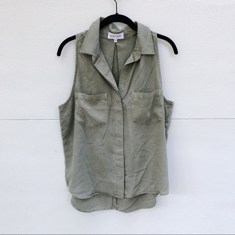 Bella Dahl Olive Sleeveless Blouse